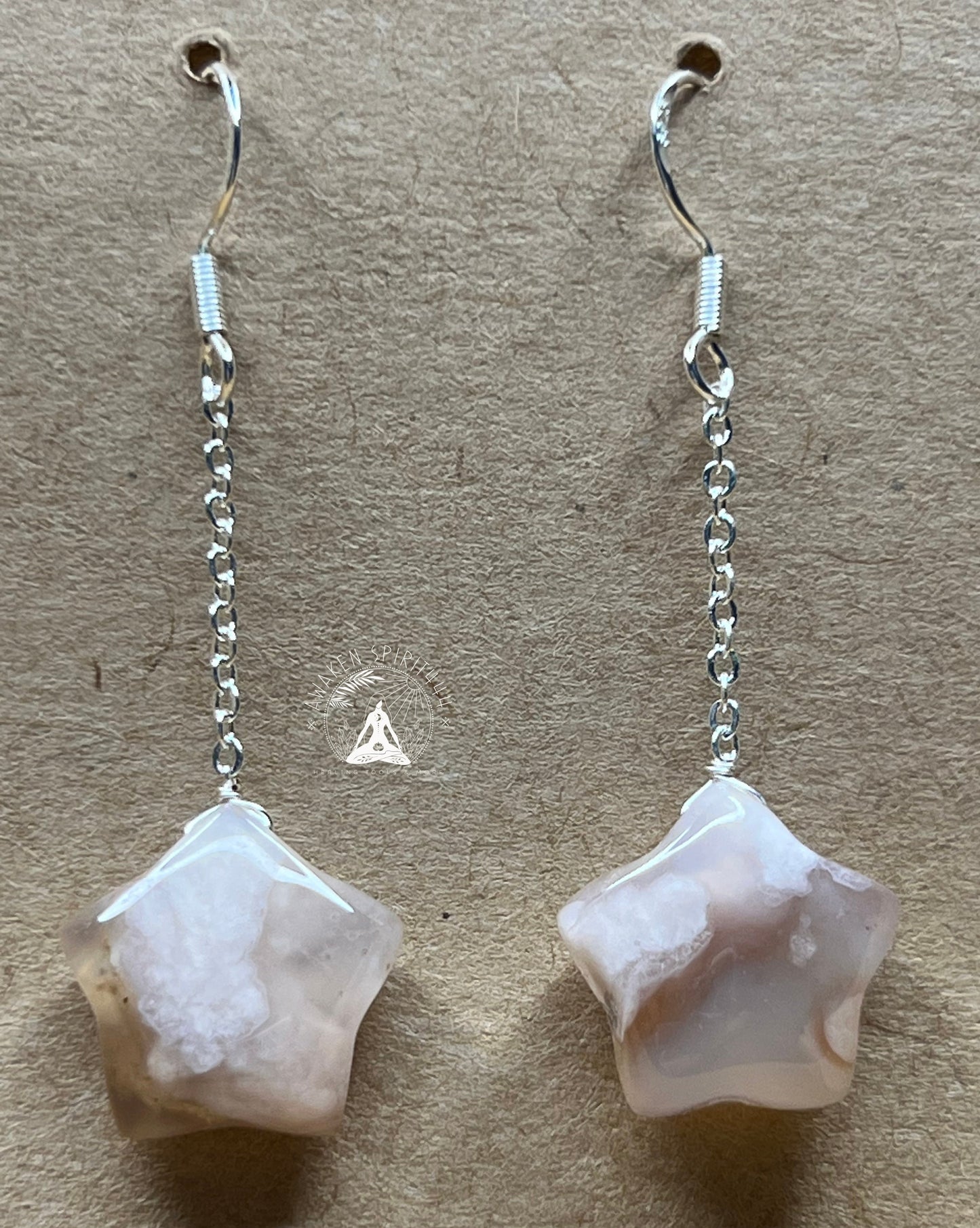 Flower Agate Star Earrings