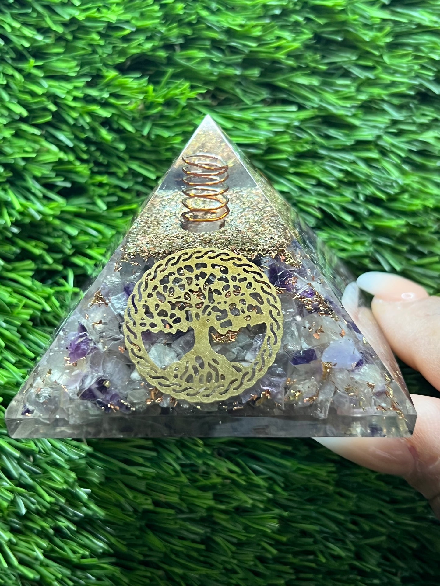 Amethyst Tree of Life Pyramid (Orgonite)