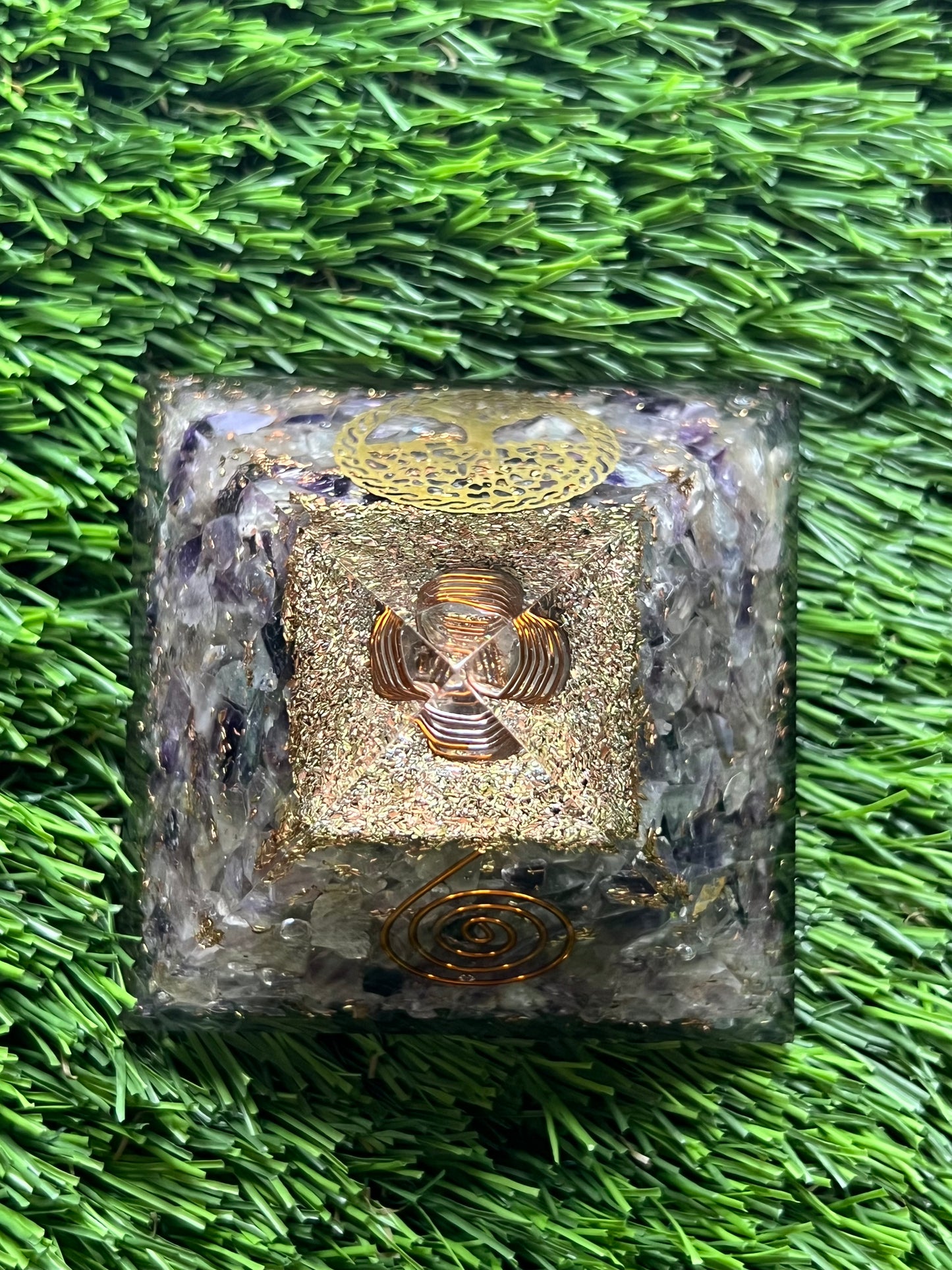 Amethyst Tree of Life Pyramid (Orgonite)