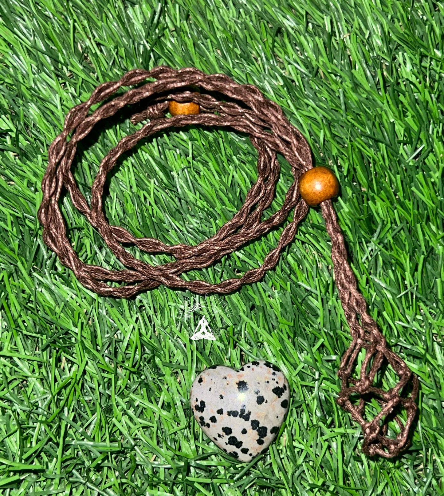 Dalmatian Stone Macrame Necklace