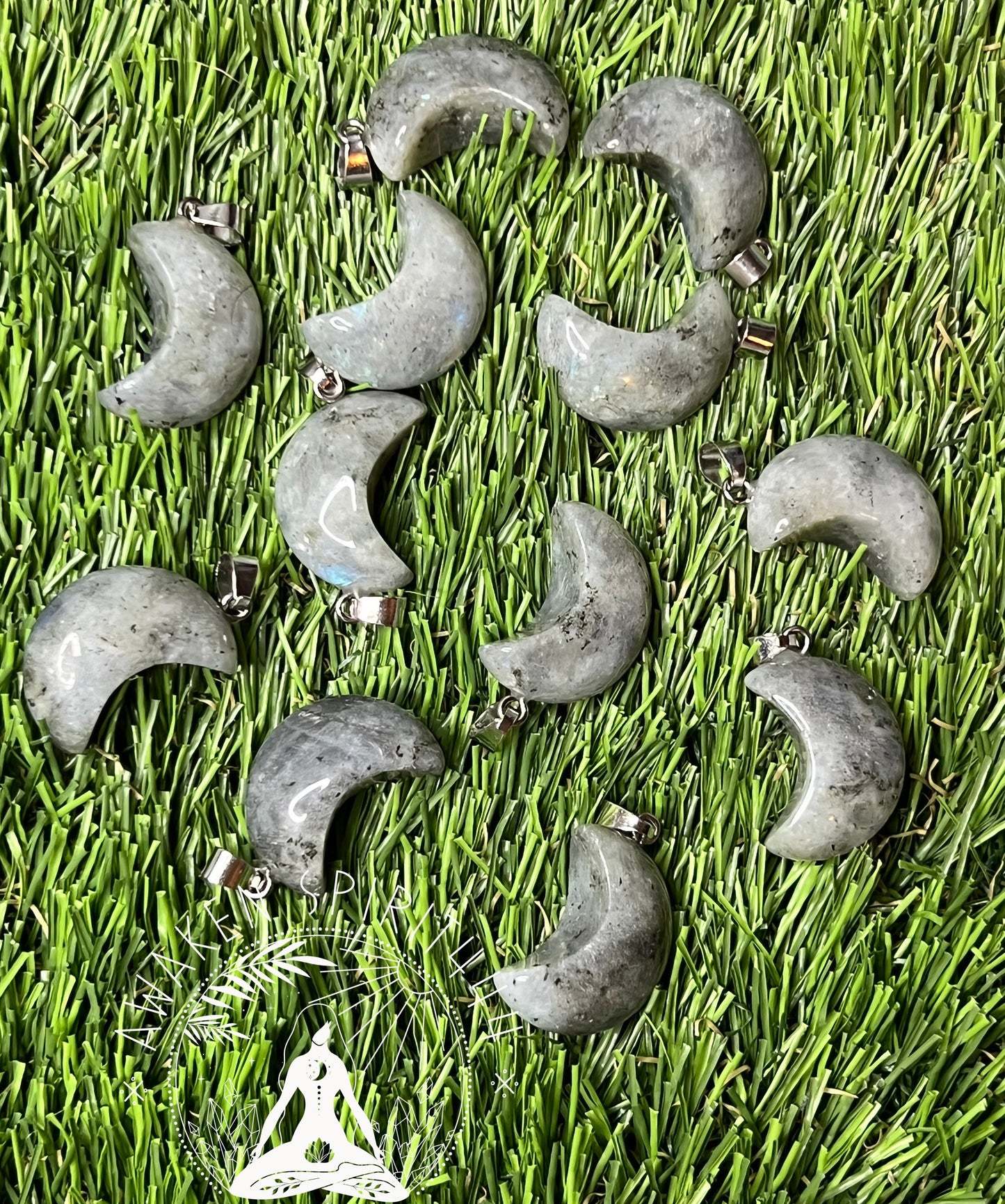Labradorite mini crescent moon pendant