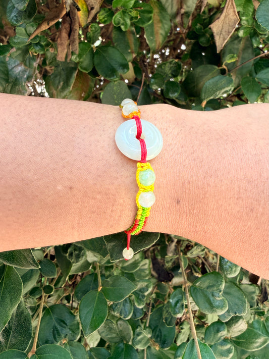 White Jade Pull String Bracelet