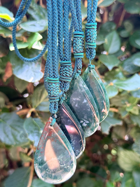 Moss Agate Tear Drop Necklace