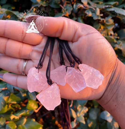 Rose Quartz Raw Crystal Necklace