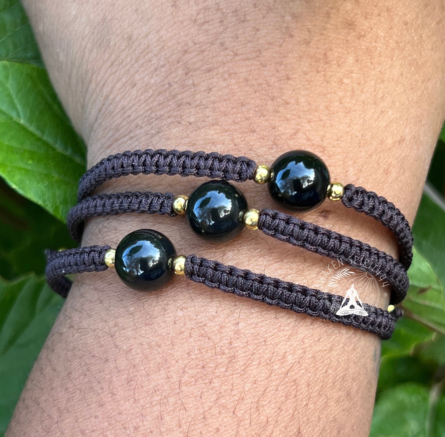 Black obsidian (pull cord bracelet)